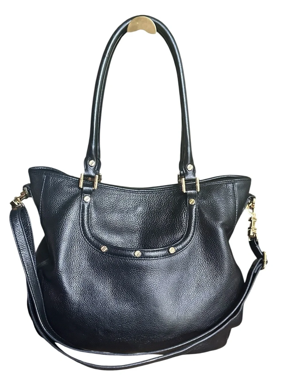 Tory Burch Amanda Classic Handle Black Leather Hobo Crossbody Dust Bag